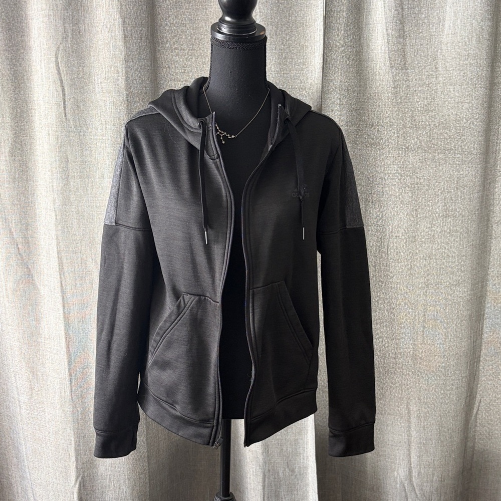 Adidas Black and Gray Fleece Hoodie